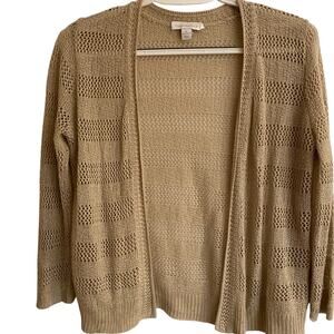 Charter Club Beige Acrylic Cardigan Warm Cozy Cottagecore Size M Long Sleeve